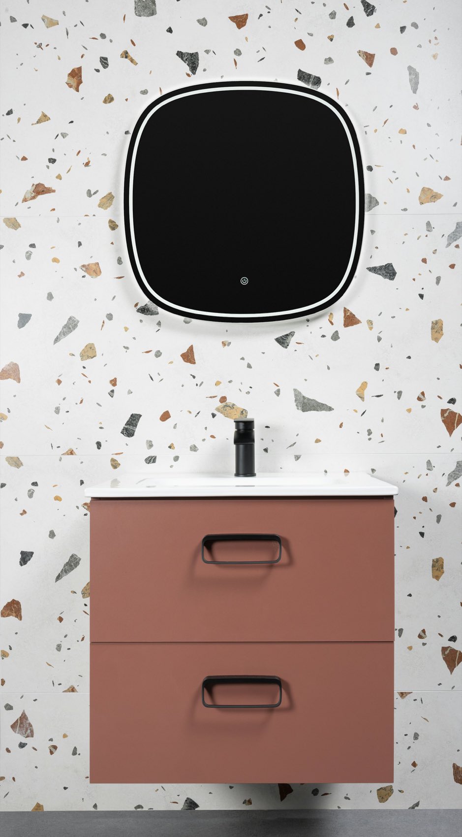Terrazzo tiles installed in a room